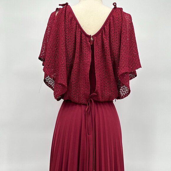 Vintage 1970s Garnet Red Polyester Floor Length Dress - Picture 3 of 4